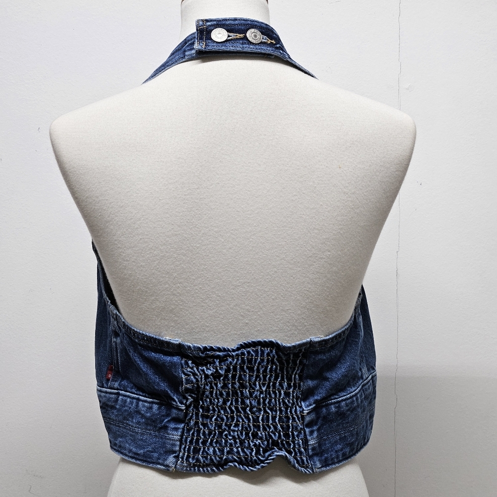 Levi's Daisy Denim Halter Top Size Large Festival Coachella Coquette - Picture 10 of 16
